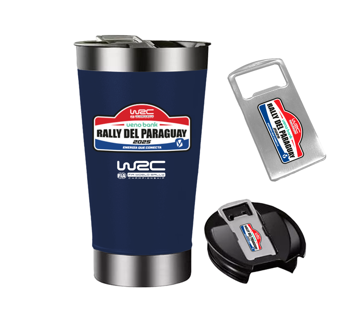 Vaso térmico azul con abridor - Imagen 1