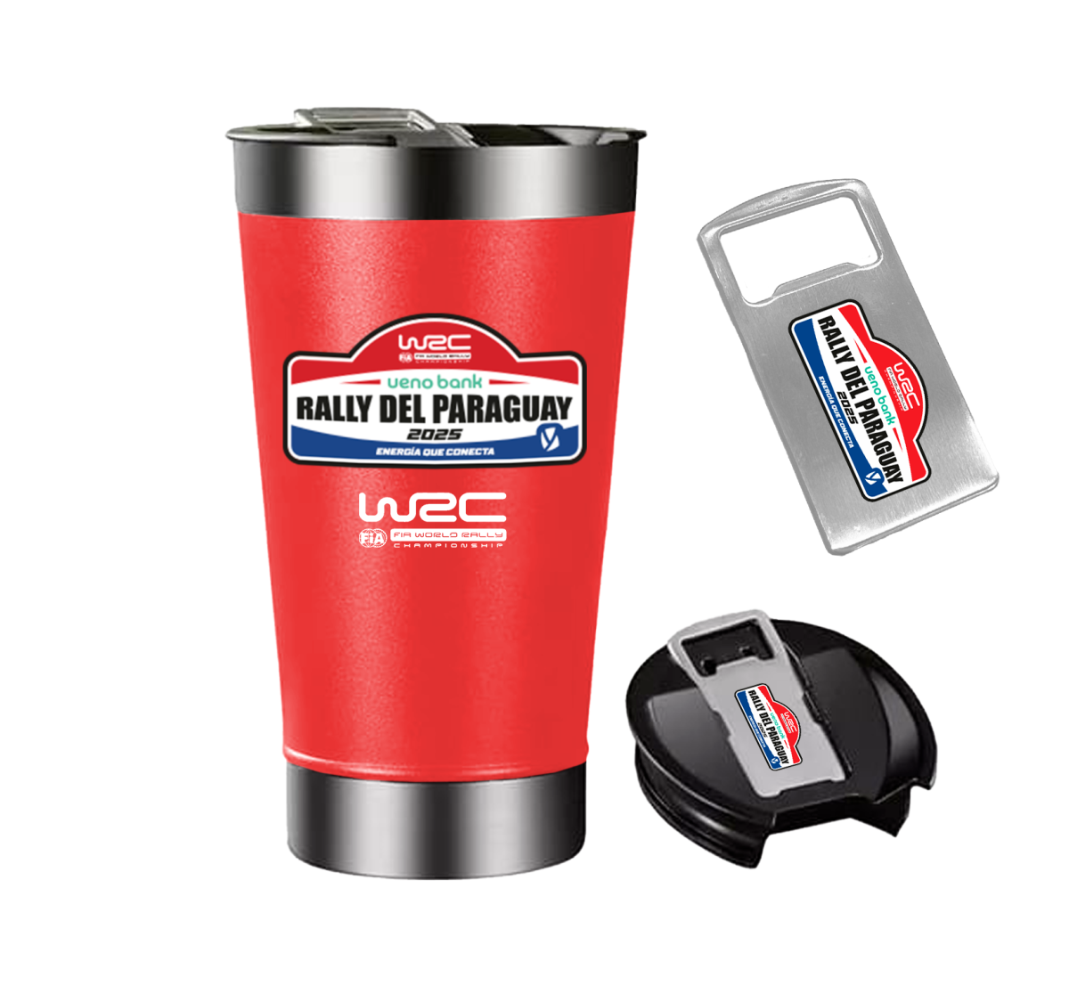Vaso térmico rojo con abridor - Imagen 1